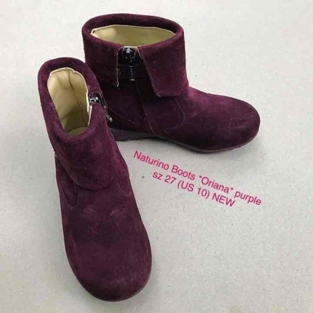 Naturino Maroon Suede Ankle Girl Boots US 10 EU 27 NEW European Design Italy New